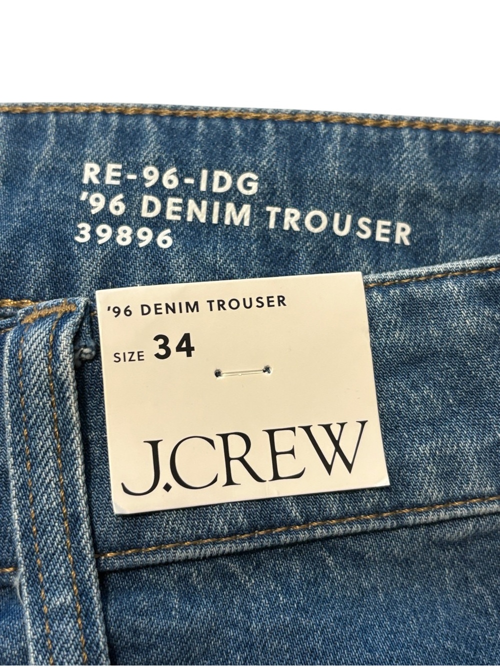 J. Crew High Rise Sailor Denim Trousers 1996 semi-stretch Size 34 Light Wash NWT - Picture 6 of 9